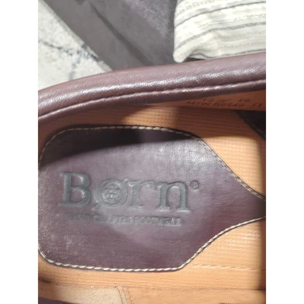 Born B8549 Brown Leather Slip On Loafers Mens 12 Eur 46 Comfort Driving Shoes - Picture 8 of 11